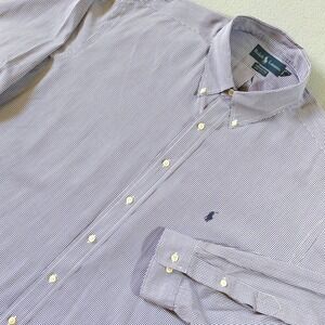 Ralph Lauren Yarmouth Mens 18 36/37 Blue Gingham Check‎ Cotton Button Down Shirt